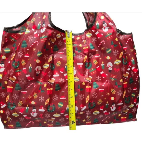 Christmas-Themed Large Foldable Lightweight Nylon Shopping Tote Shoulder Bag NEW - Picture 7 of 10
